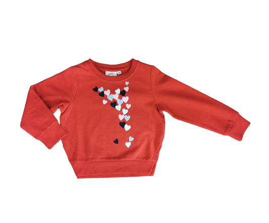 Schöner Mädchen Sweater in rot mit glitzernden Herzen