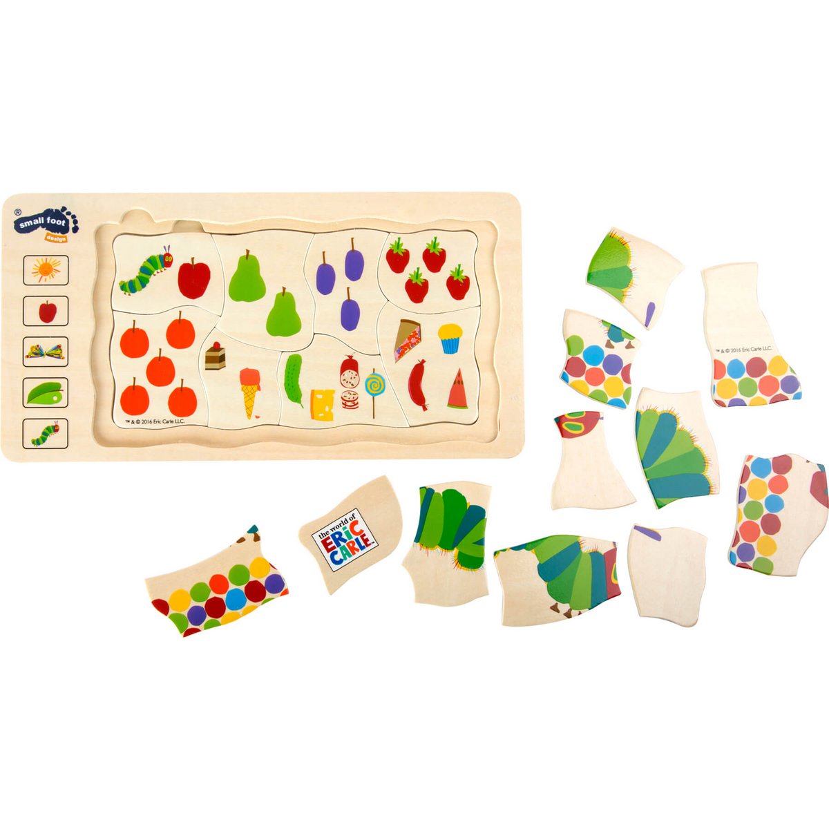 Schichtpuzzel mit der niedlichen Raupe Nimmersatt