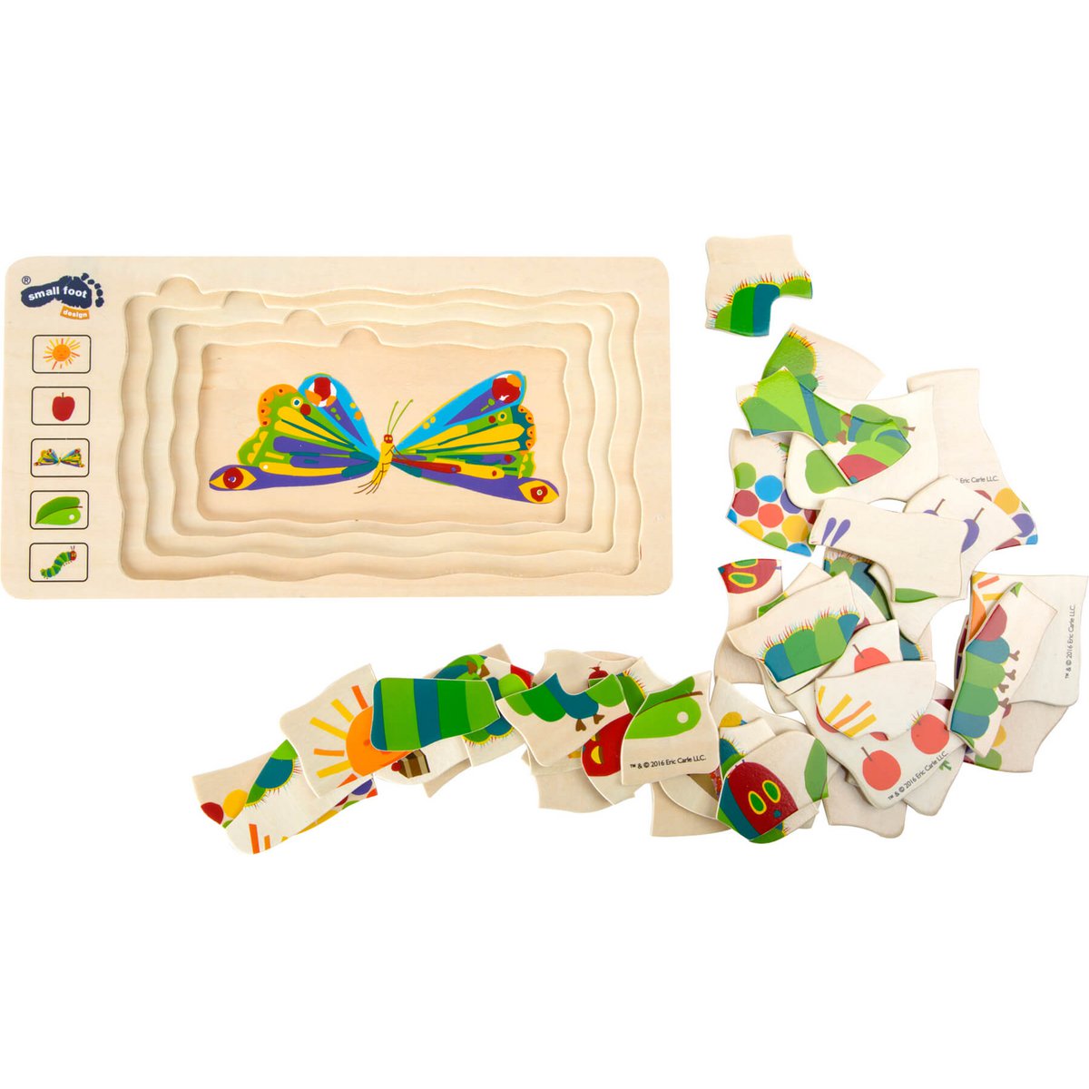 Schichtpuzzel mit der niedlichen Raupe Nimmersatt