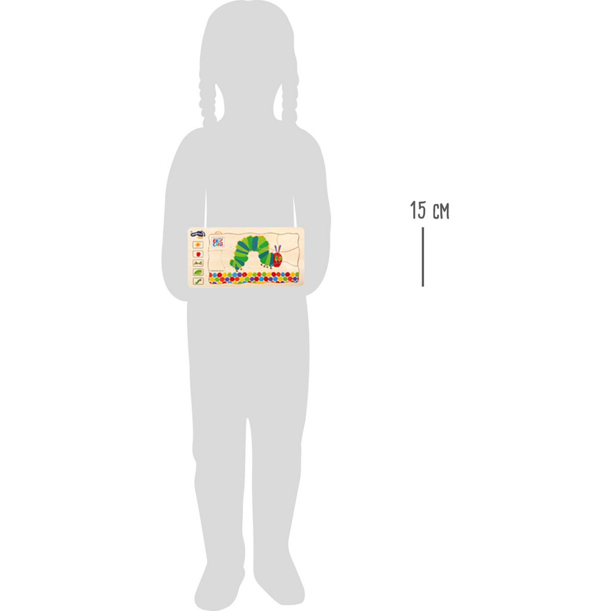 Schichtpuzzel mit der niedlichen Raupe Nimmersatt