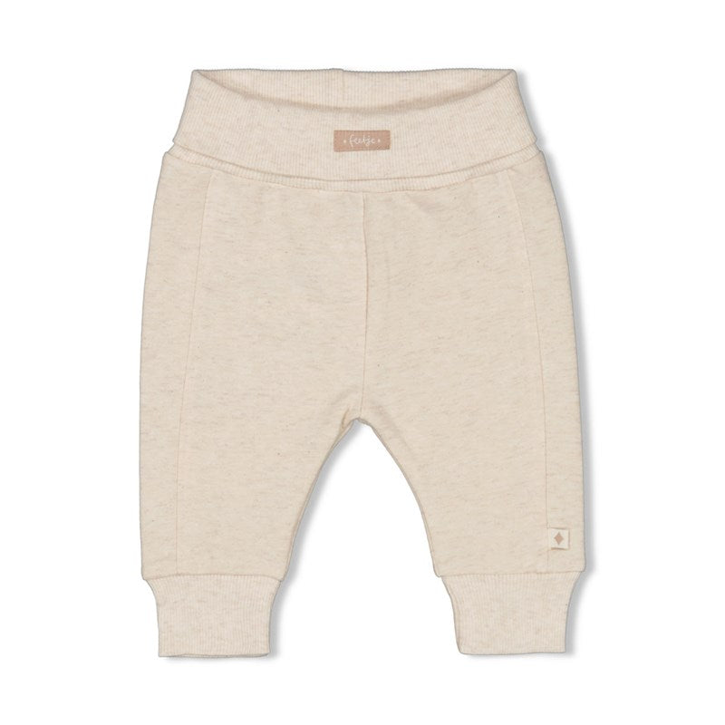 Süße Hose mit Umschlagbund in Offwhite melange aus Bio-Baumwolle 