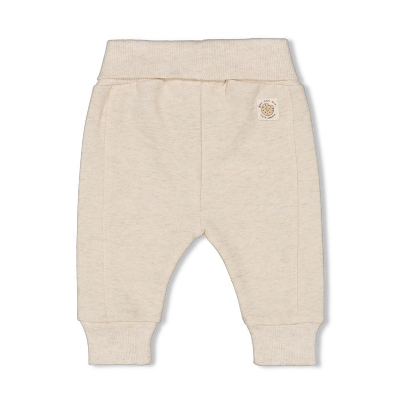 Süße Hose mit Umschlagbund in Offwhite melange aus Bio-Baumwolle 