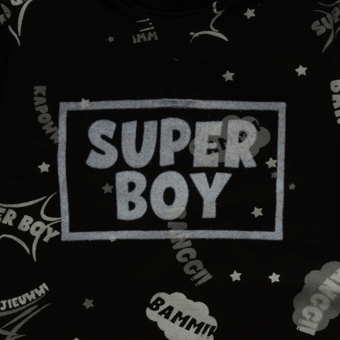 Cooler Schlafanzug "Super Boy" in schwarz aus Baumwolle - für angehende Superhelden!