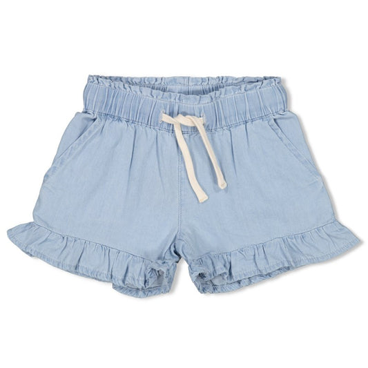 Süße Shorts in denim blau mit Rüschen und verstellbarem Kordelzug