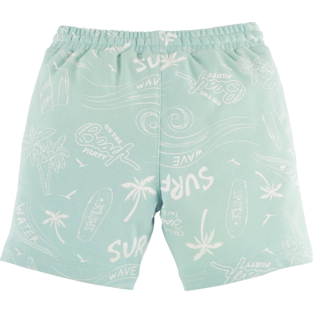 Coole Surfer Shorts in hellblau mit lässigen Motiven und Kordelzug