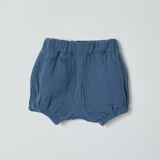 OrganicEra - Shorts aus Bio-Musselin, Indigo/ Senf/ Lachs