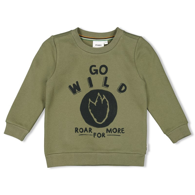 Sweater Go Wild in Armygrün mit coolem Pfotenabdruck von Sturdy