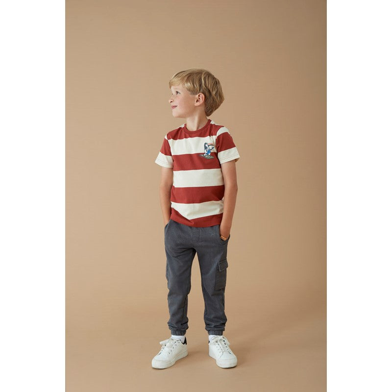 Bequeme und weiche Jogginghose aus Bio-Baumwolle in Anthrazit mit Kordelzug und Gummibund an den Beinen und am Bauch 