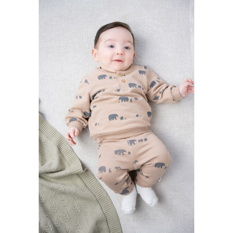 Süßer Sweater mit Waldtieren in Haselnussbraun aus Bio-Baumwolle
