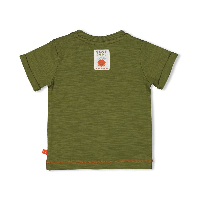 Schönes T-Shirt in grün mit orangener Sonne  aus Bio-Baumwolle