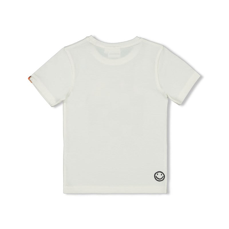 Cooles T-Shirt in offwhite mit Schriftzug "Best Day Ever" und kleinem Smiley auf der Rückseite
