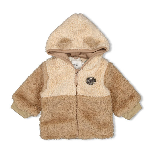 Warme und weiche Teddy-Jacke in taupe aus Bio-Baumwolle