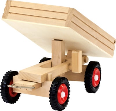 Schöner Holz-Traktor mit Buchstaben-Bausteinen und Anhänger zum Kippen, toller Spielspaß mit Lerneffekt! 