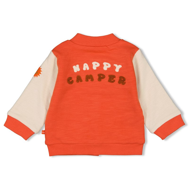 Trendige Wendejacke Camp Col in Orange mit Campingmotiven