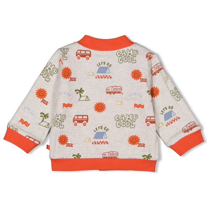 Trendige Wendejacke Camp Col in Orange mit Campingmotiven