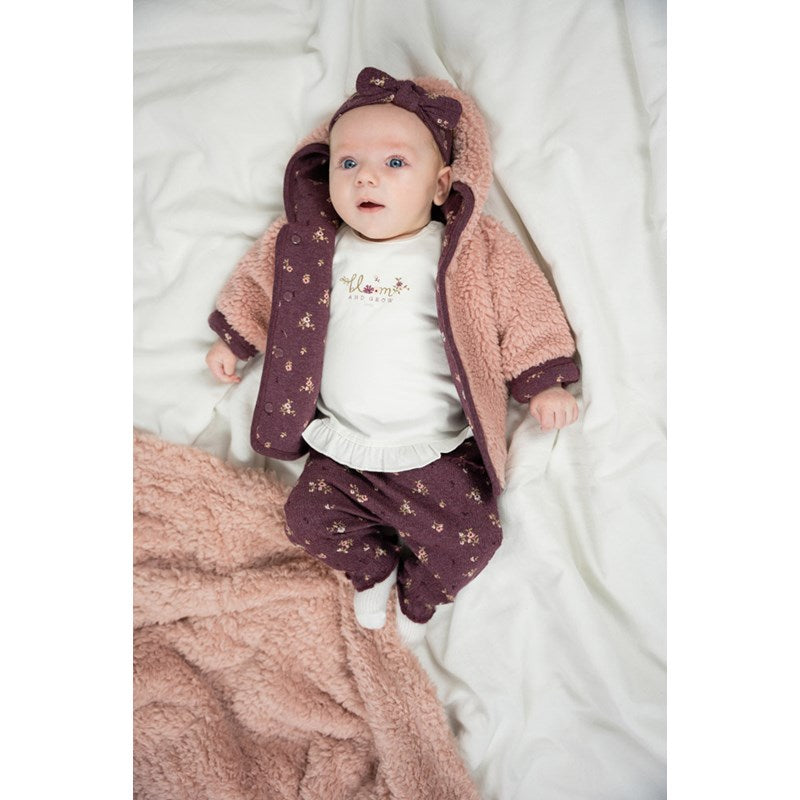 Warme Wendejacke in zartem rosa und lila aus Bio-Baumwolle