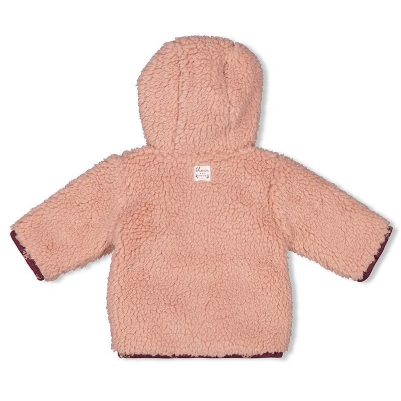 Warme Wendejacke in zartem rosa und lila aus Bio-Baumwolle