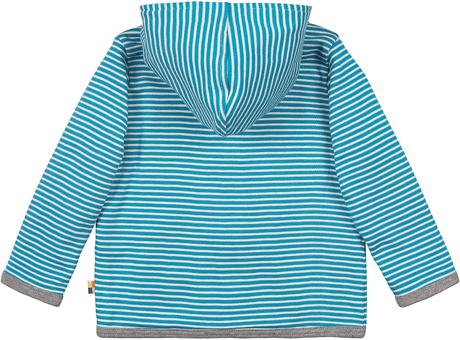 Tolle Wendejacke der deutschen Marke Loud an Proud mit Kapuze. Auf der einen Seite weiß-blau gestreift auf der anderen mit lila Ameisen. Aus GOTS-zertifizierter Bio-Baumwolle