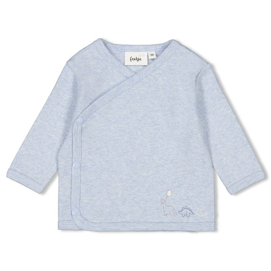 Praktisches Wickelshirt aus Bio-Baumwolle in Blau Melange