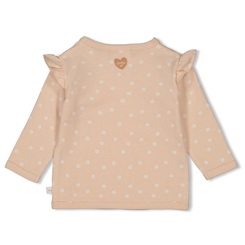 Niedliches Wickelshirt in rosa mit Rüschen und Schleife aus Bio-Baumwolle