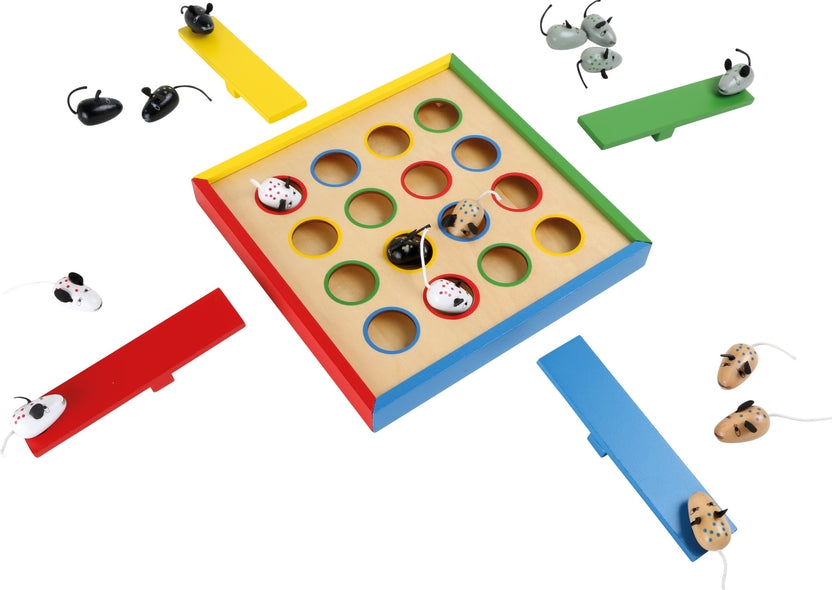 Spaßiges Gesellschaftsspiel für die ganze Familie bei dem die Mäuse in die Löcher befördert werden müssen 