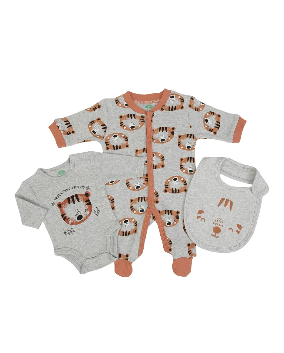 FS Baby - Set Schlafanzug, Body und Latz mit Tiger