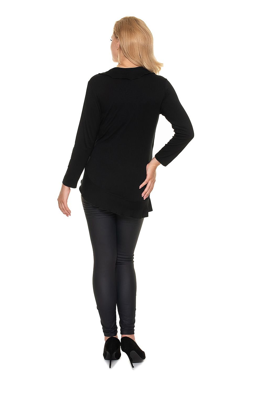 PeeKaBoo - Umstands-Bluse mit Rüschen und seitlicher Schnürung in schwarz