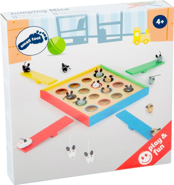 Spaßiges Gesellschaftsspiel für die ganze Familie bei dem die Mäuse in die Löcher befördert werden müssen 