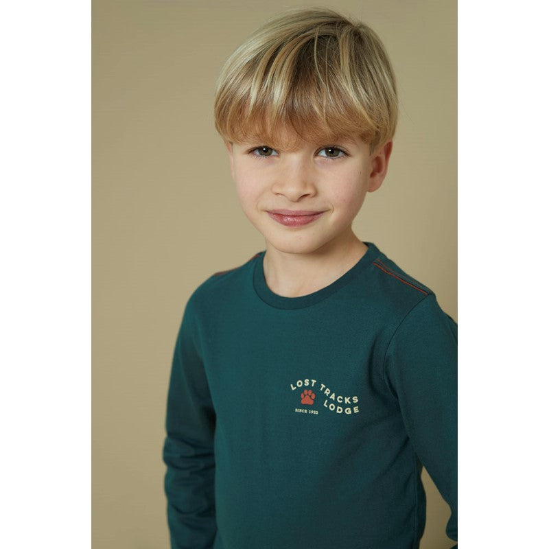 Hochwertiges Longsleeve aus Bio-Baumwolle in Petrol mit tollen Details 