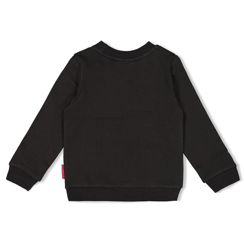 Modischer Sweater aus Bio-Baumwolle in Anthrazit mit glitzernden Pailetten-Blumen