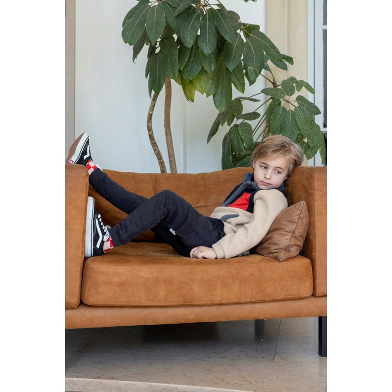 Warmer und kuschliger Fleece Sweater in beoge und schwarz mit Taschen und Reißverschluss am Kragen