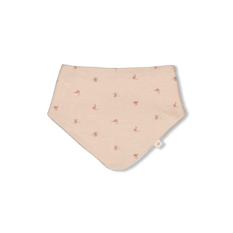 Süßes Dreieckstuch in hellrosa mit Blumen-All Over Print aus 100% Bio-Baumwolle 