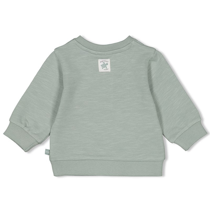 Schöner Sweater in meeresgrün aus Bio-Baumwolle mit zwei Knöpfen 