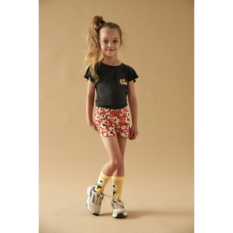 Süße Shorts für Mädchen im Hippie-Stil mit Blumen und Rüschen 