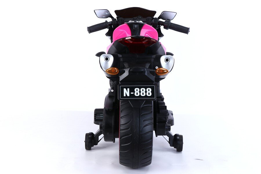 Das schnittige Motorrad in pink ist ein echter Hingucker und perfekt für alle Mädchen, die super cool durch die Gegend cruisen wollen! 