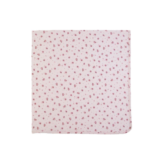 Schöne, leichte Babydecke aus Musselin mit Blumenmuster in zartem rosa 