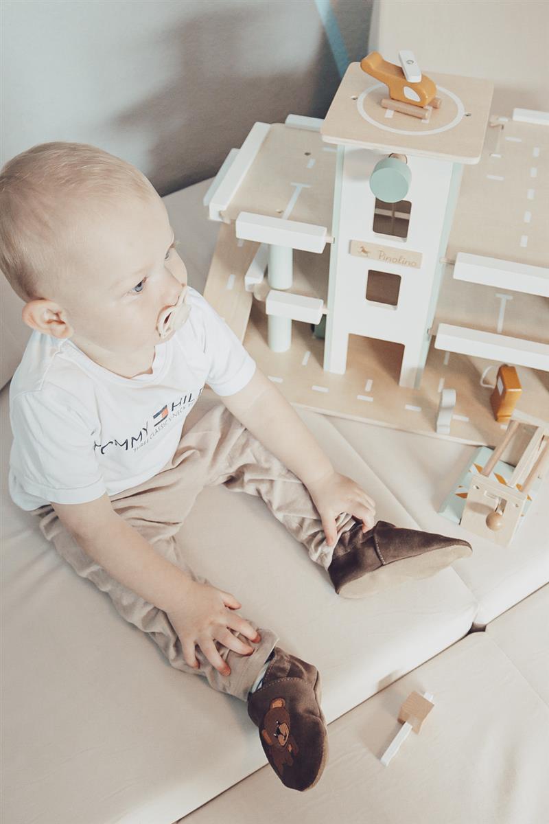 Hobea - Krabbelschuhe Bär in dunkelbraun, Größe 20/21