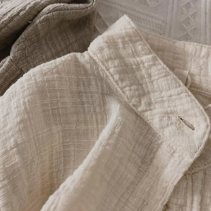 Schönes, weiches Hemd aus hochwertiger Bio-Baumwolle mit Knopfleiste in creme