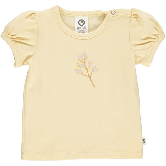 Müsli by Green Cotton - T-Shirt mit Puffärmeln in calm yellow