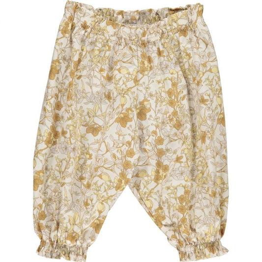 Luftige Hose mit Blumenmuster aus Bio-Baumwolle in cream