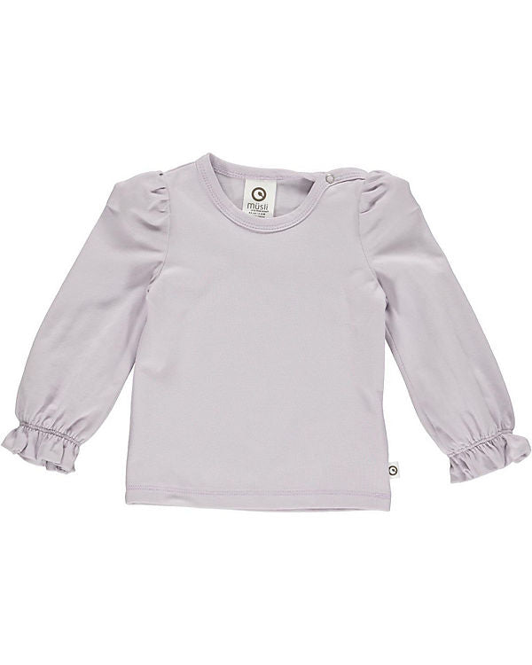 Verspieltes Langarm Shirt aus Bio-Baumwolle in schönem hellem Lila