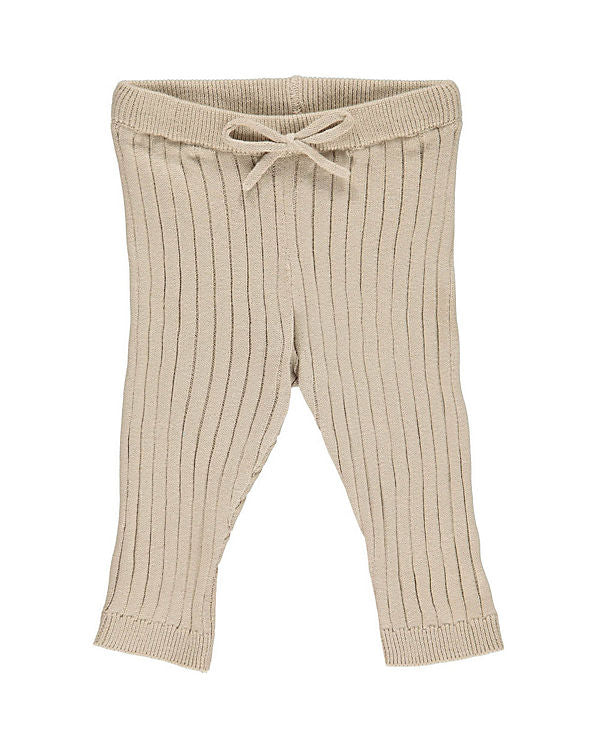Weiche Strickhosebmit Zugbund in hellem beige aus Bio-Baumwolle 