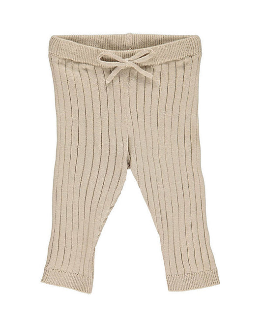 Weiche Strickhosebmit Zugbund in hellem beige aus Bio-Baumwolle 