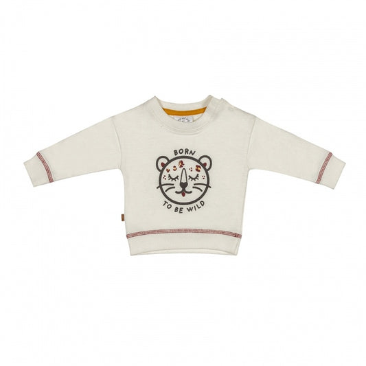 Weißer Sweater "Born to be Wild" für wilde Jungs mit süßem Tiger dtquf