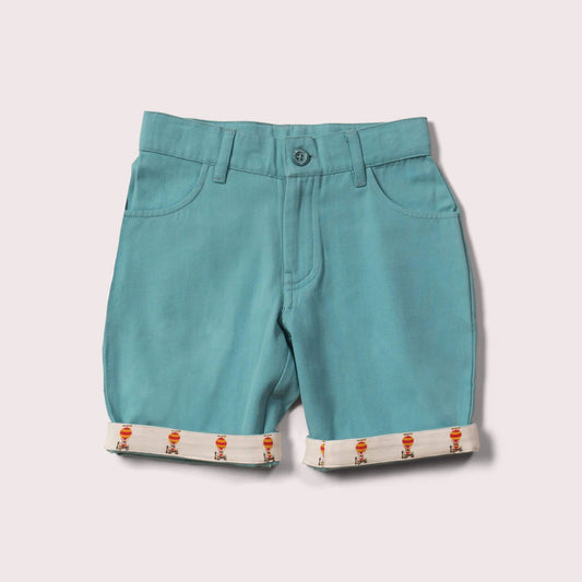 Hochwertige kurze Hose in Blau mit Bund zum Umschlagen auf dem Heißluftballons sind, aus Bio-Baumwolle 