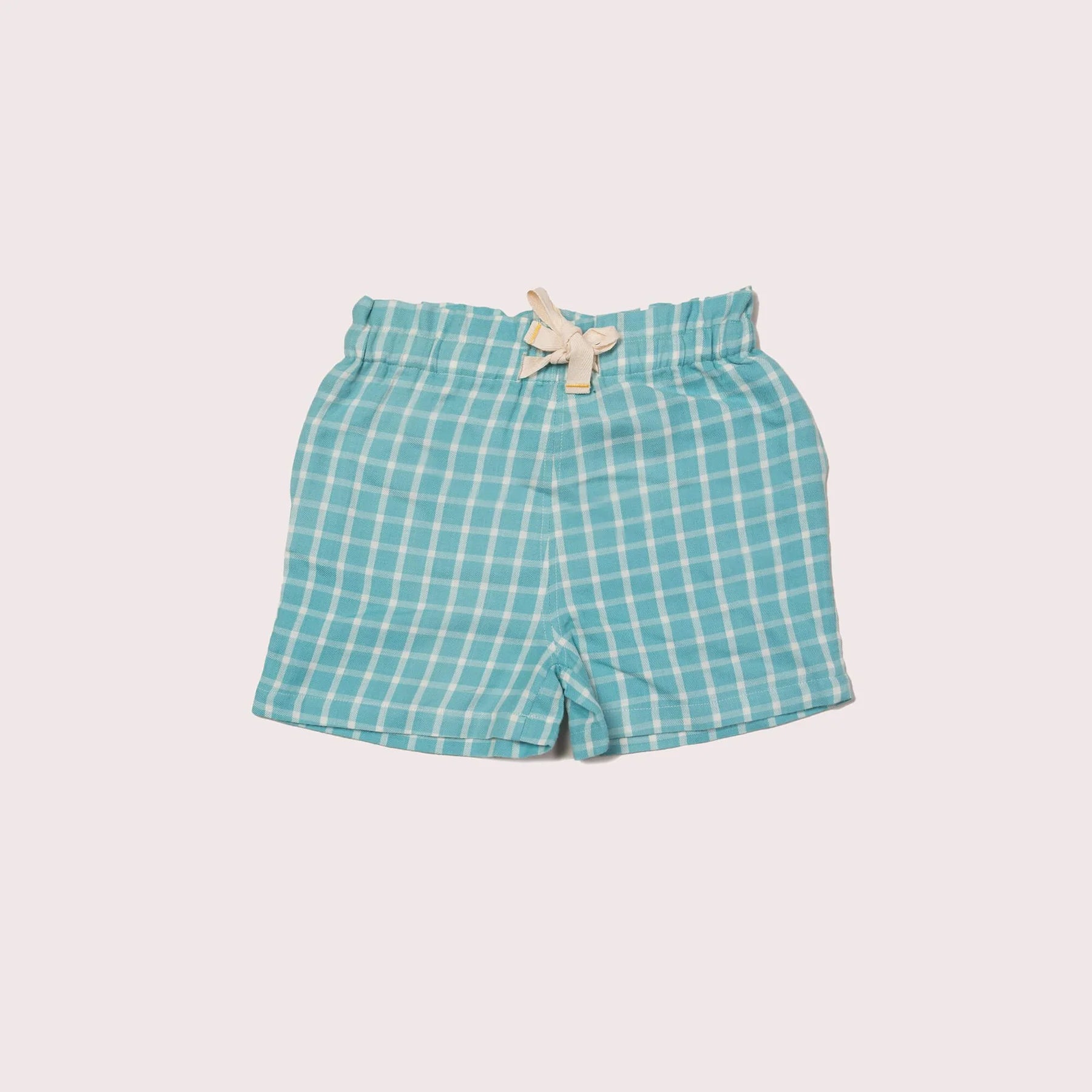 Coole kurze Hose aus Bio-Baumwolle blau weiß kariert mit Zugbund 